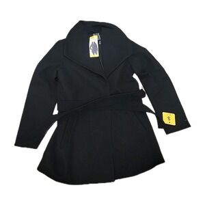 Tahari Women's Water Resistant Tie Belt Trench Wrap Coat Jacket, Black, Small